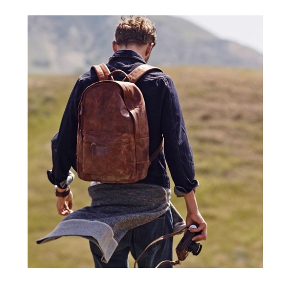 fossil mens leather backpack